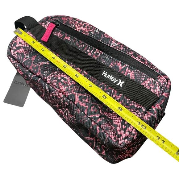 HURLEY COSMETICS BAG TRAVEL VIVID PINK BLACK SNAKE PRINT VERSATILE ANIMAL PRINT - Picture 4 of 16